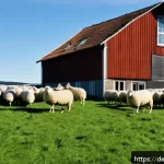 양털 시장 가격 분석 - A high-resolution image of a sustainable wool production farm in Germany: lush green pastures with w...