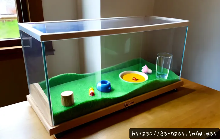 햄스터 용품 세트 추천 - Photorealistic product comparison scene for a hamster starter set, two neatly arranged open-top habi...